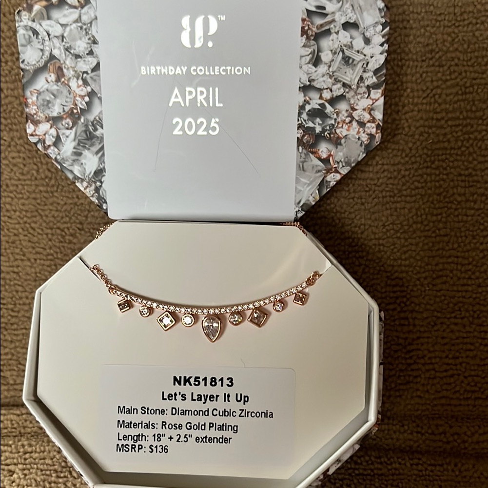 Bomb Party April Bday Rose Gold Necklace